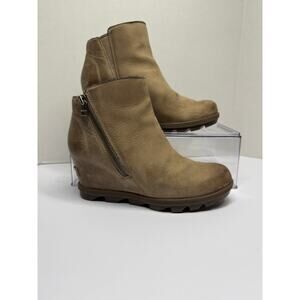 Sorel-Wedge-Ash Brown-Chelsea Heeled-Zip Up-Ankle Booties-Women's Size-8.5